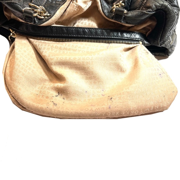 KATE SPADE Gun Metal Black Quilted Leather Chain Strap Hand Bag - Picture 11 of 16